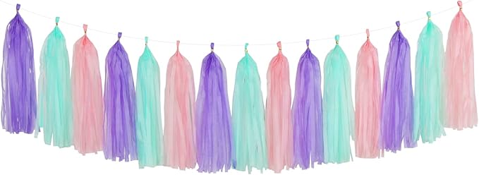 Pink-Purple Mint Mermaid Ocean-Themed Party-Decorations - 15pcs
