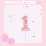 Sweet One Birthday Candles for Girls - Pink Number 1 Candle, First