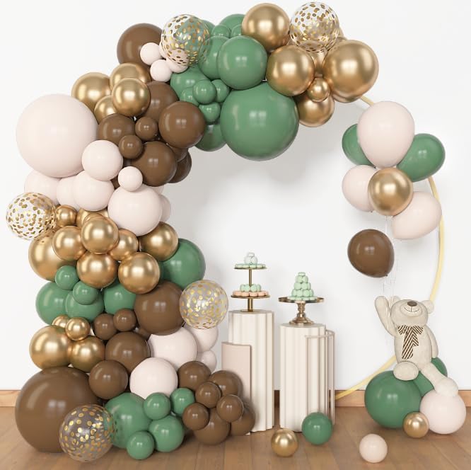 Amandir 153pcs Sage Green Brown Balloon Garland Arch Kit, Different