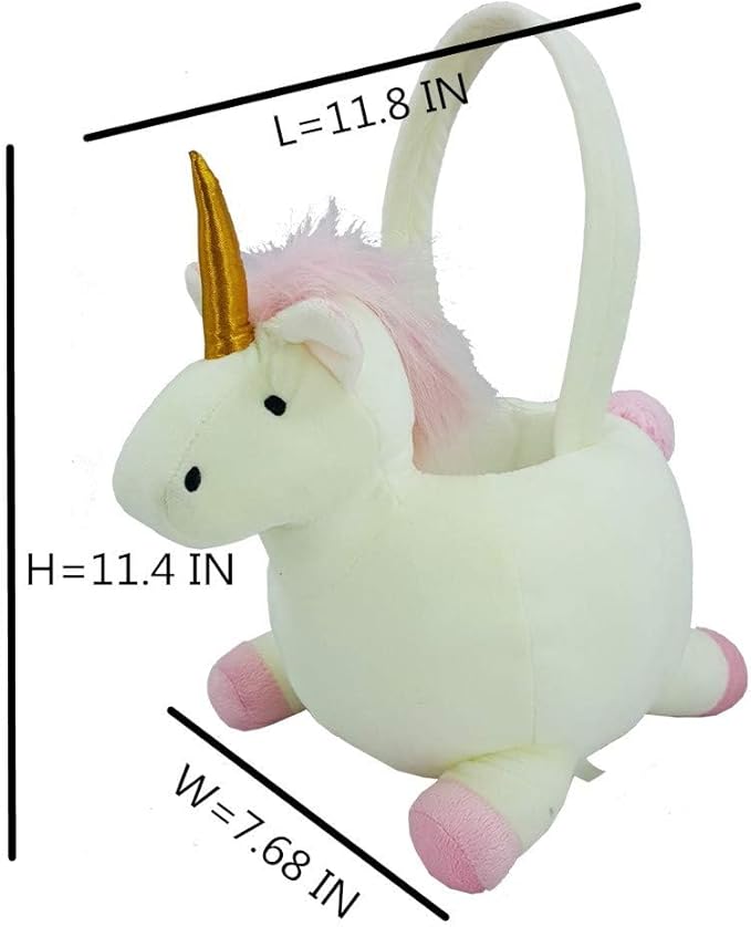 3D Unicorn Plush Basket Halloween Trick or Treat Baskets Cute Candy