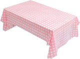 2 Packaging Pink Square Grid Plastic Tablecloth, 54 inch x108 inch