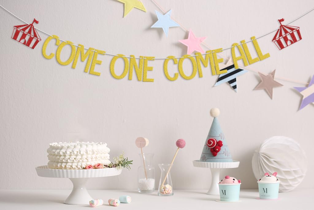 Come One Come All Banner, Circus 1st Birthday Party Decorations