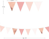 32Ft Rose Gold Party Decorations Dusty Blush Pink Pennant Banner