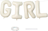 40 Inch Cream Girl Balloons, Large Beige Neutral Letters With Ribbon,