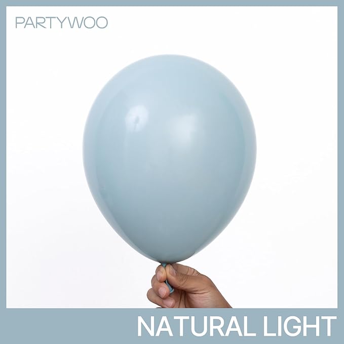 PartyWoo Dusty Blue Balloons 100pcs 12 Inch Light Blue Aqua Boho