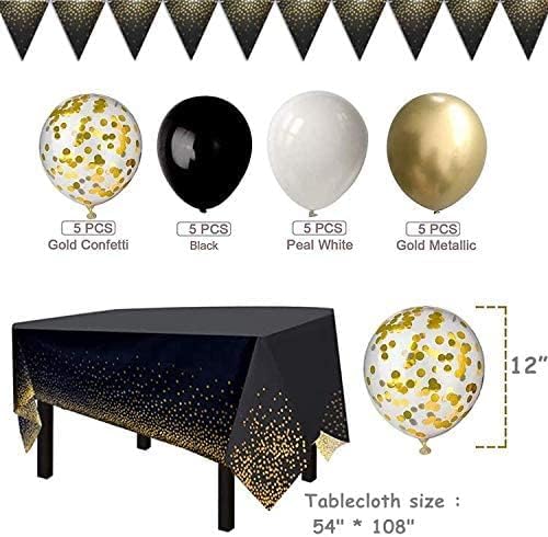 142 piece black and gold party supply set Gold polka dot party