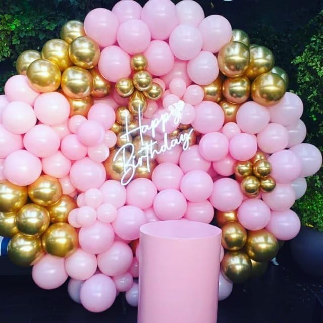 Pink and Gold Balloon Arch Kit 100pcs Metallic Gold Pastel Macaron