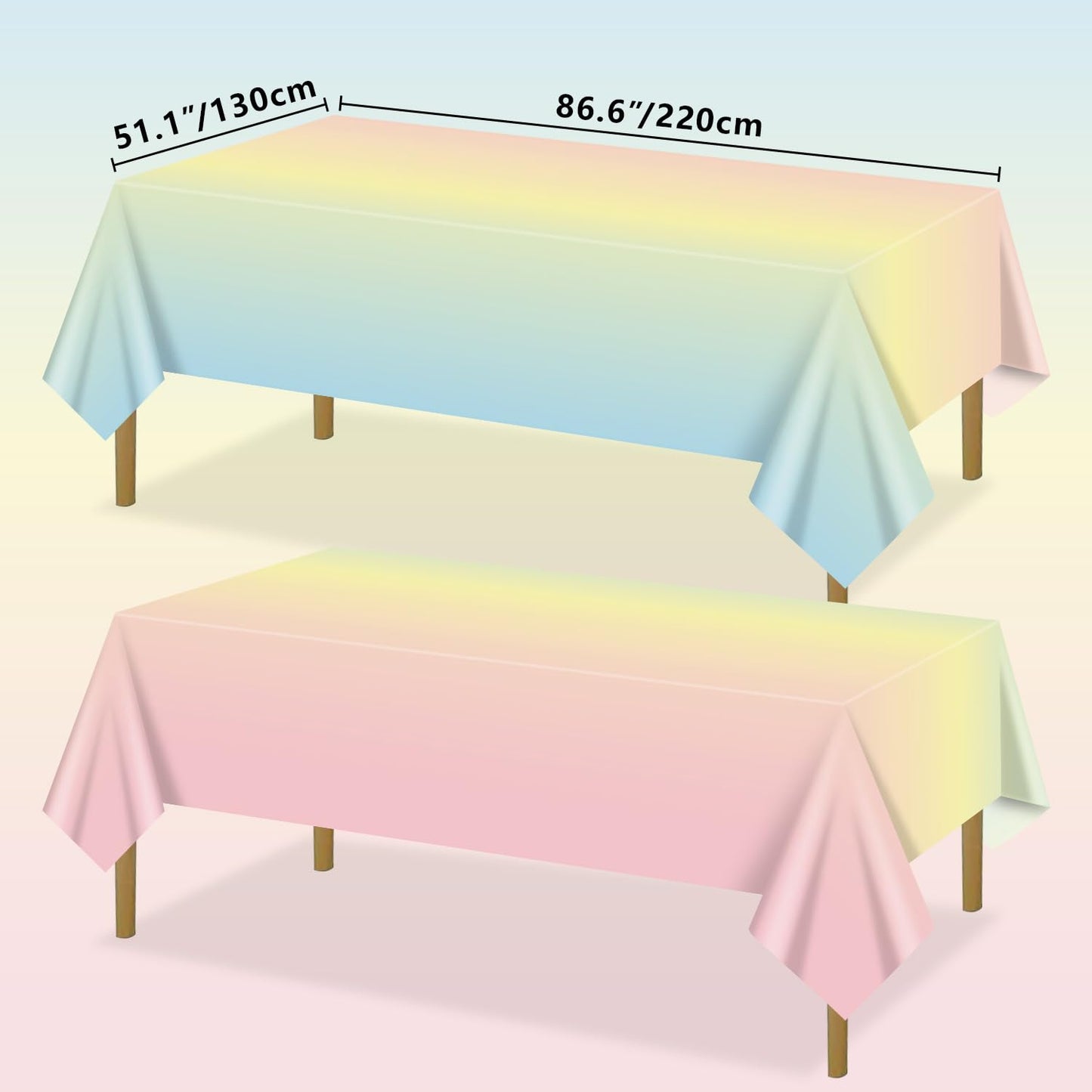 APUXXJUPA Pastel Rainbow Tablecloth, 4 Pcs Plastic Pastel Table Cloths