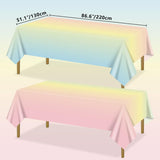APUXXJUPA Pastel Rainbow Tablecloth, 4 Pcs Plastic Pastel Table Cloths