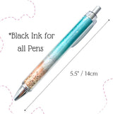 8PC Glittery Beach Pens Cute Sparkly Sea Shells Coconut Trees Sea
