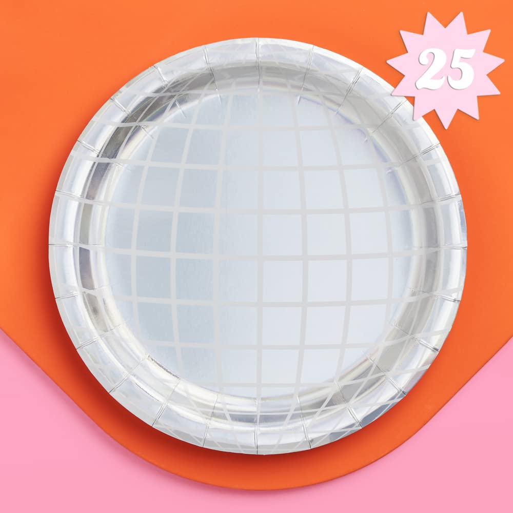 xo, Fetti Disco Ball Paper Plates - 25 pk, 9" | Bachelorette Party