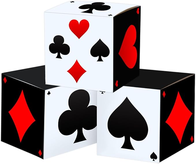 12 PCS Casino Theme Party Decoration 11.8 Inches Poker Favor Boxes