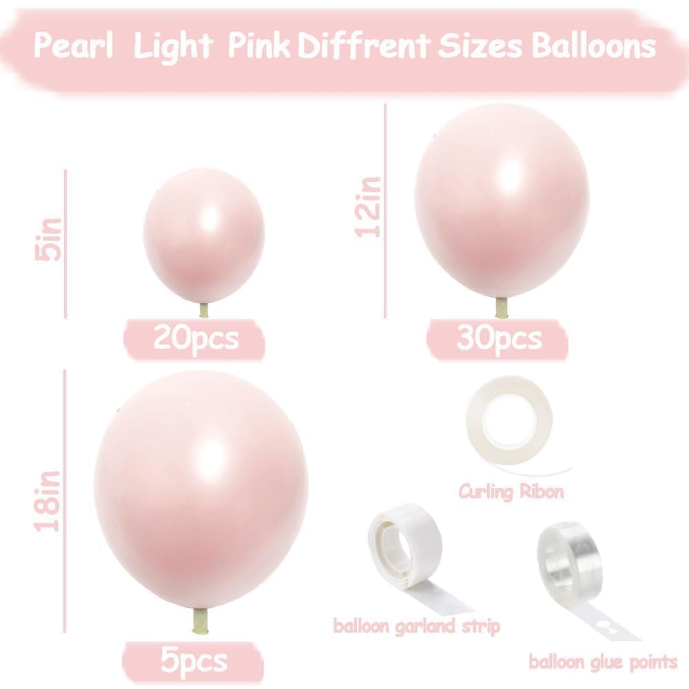 Pearl Pink Balloons Double Stuffed Pastel Light Pink Balloon Arch Kit