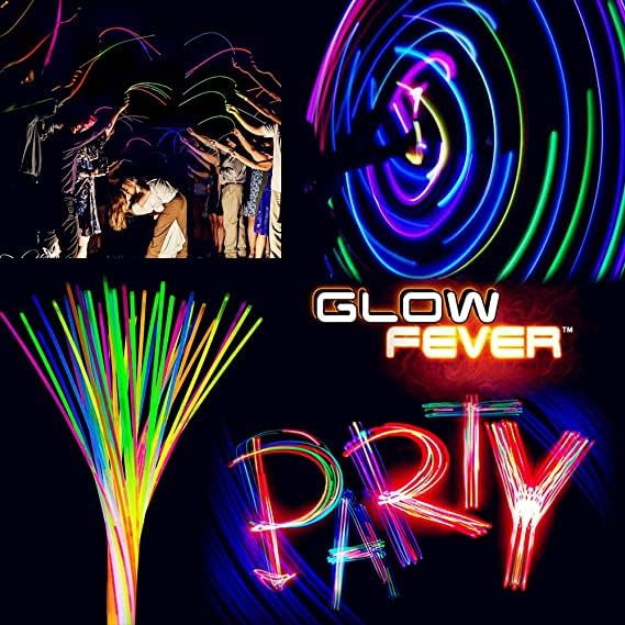Glow Fever Glow Sticks Bulk 100ct 22'' Glow Necklaces with Connectors,
