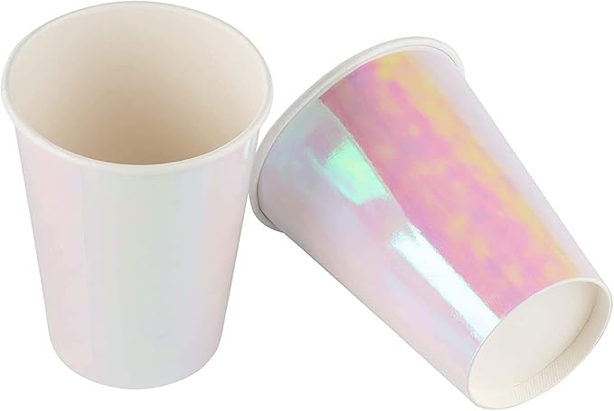 Mermaid Cups 36 Count 12 Oz Iridescent Foil Paper Cups Compostable