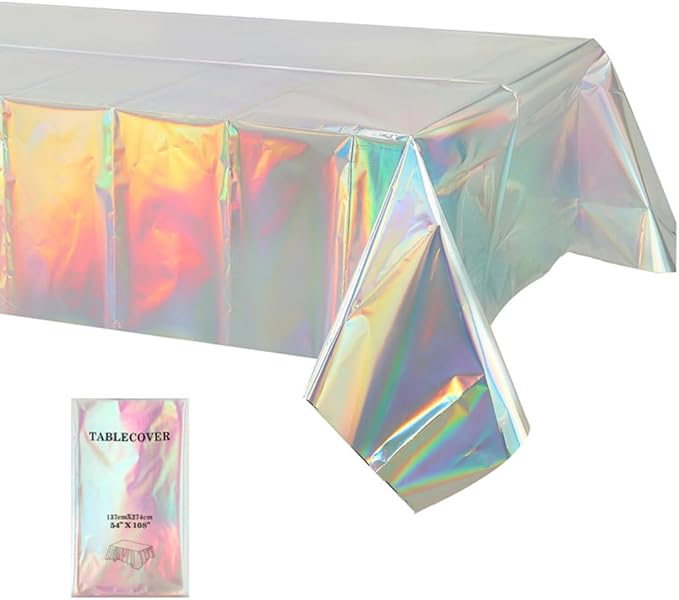 2 Packaging Iridescence Plastic Tablecloth, 54 inch x108 inch