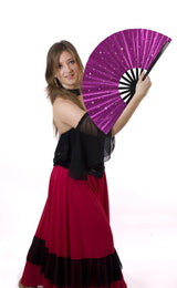 Tkocisa 2 Pack Glitter Large Folding Hand Fans for Line Dance, Popping