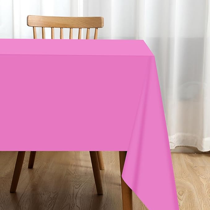 2 Packaging Pink Plastic Tablecloth, 54 inch x108 inch Rectangular
