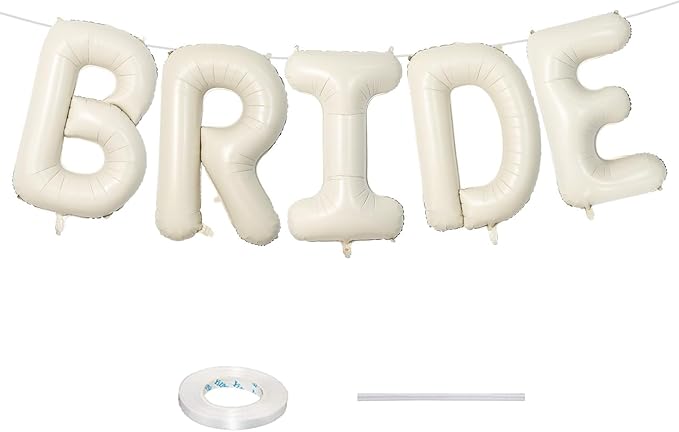 40 Inch Beige BRIDE Balloons Bachelorette for Bridal Shower, Cream