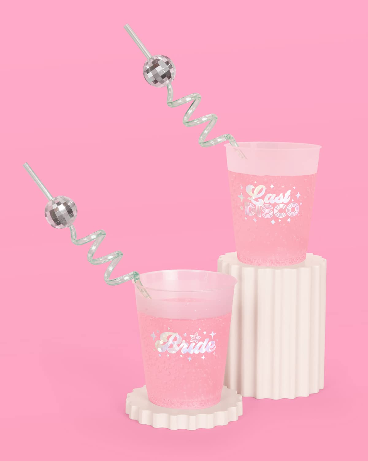 xo, Fetti Disco Ball Reusable Swirly Straw Set - 16 pc | Groovy