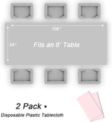 QIKSION Pink Plastic Table Cloth Disposable 2 Pack, 54 x 108 Inch