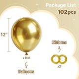 MEBAY Gold Balloons 12 inch 100 pcs Chrome Metallic Latex Birthday