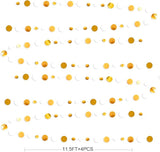 46 Feet White and Gold Circle Dots Garland Hanging Paper Polka Dots