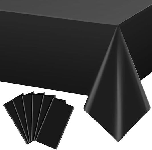6Pcs Black Rectangle Tablecloth,Disposable Plastic Table