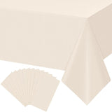 12Pcs Beige Tablecloths for Rectangle Tables,Disposable Plastic Ivory