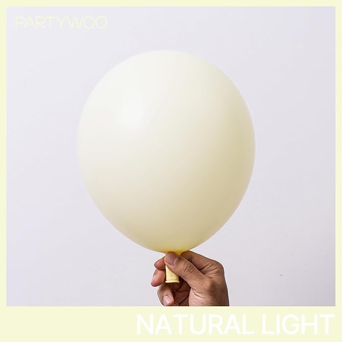 PartyWoo Pastel Yellow Balloons 100 pcs Different Sizes of 36 18 12