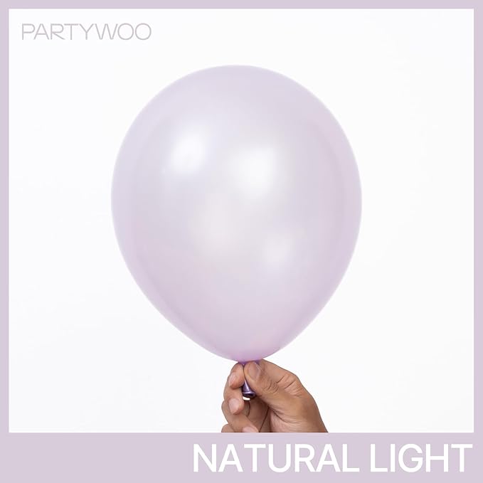 PartyWoo Pearl Lavender Balloons 140pcs Different Sizes Pack of 18 12