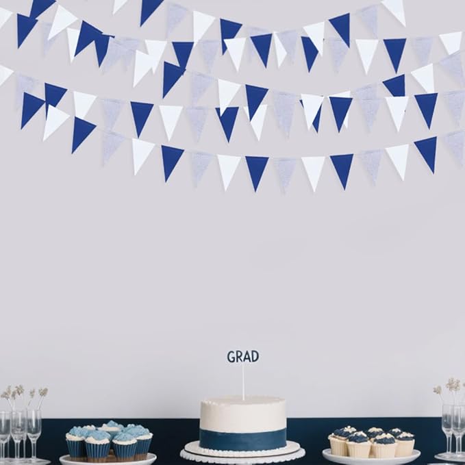 30 Ft Navy Blue White and Silver Party Decorations Royal Blue