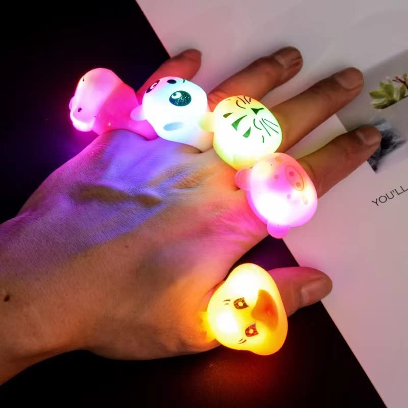 27 Pcs LED Light Up Ring - Colorful Flashing Bumpy Rings Finger Toys