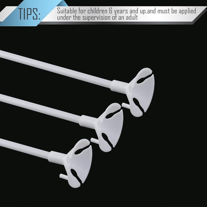 PP OPOUNT Upgraded Version 100 Pieces White Plastic Balloon Sticks