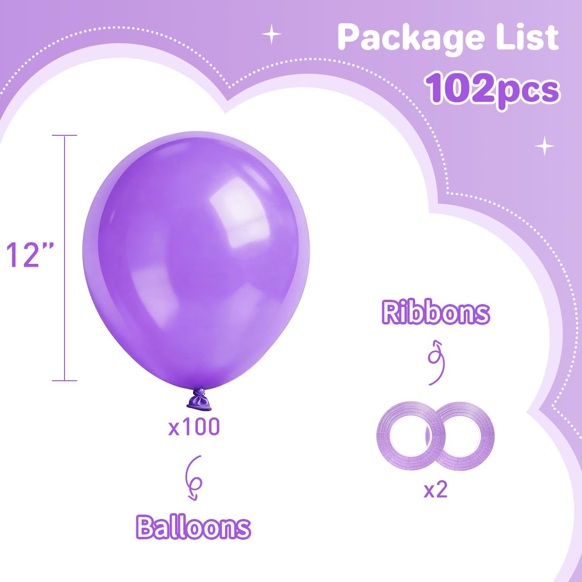 MEBAY Purple Balloons, 100pcs 12 inch Matte Latex Party Balloons for