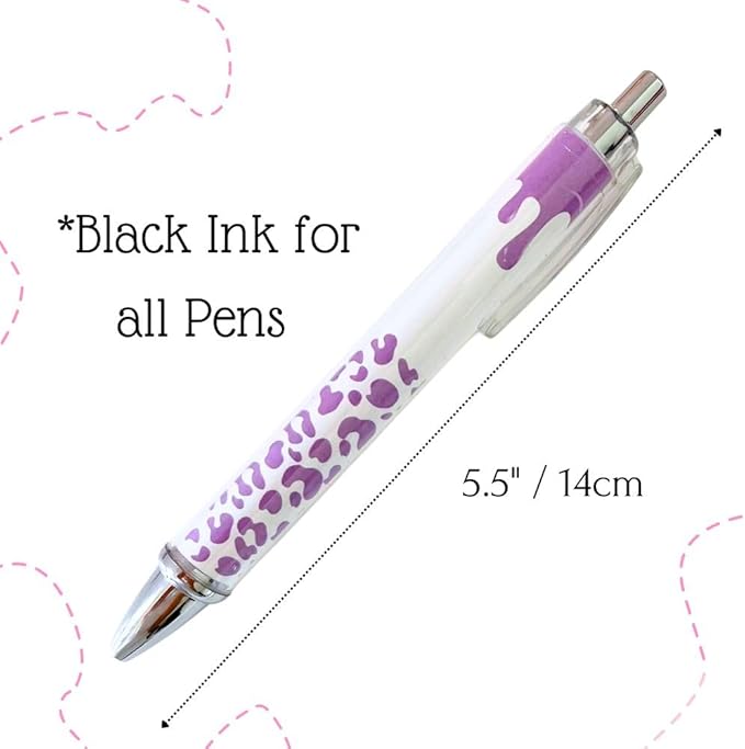 Cheetah Dripping Pens 8PC - Black Ballpoint Pens for Home & Office -