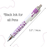 Cheetah Dripping Pens 8PC - Black Ballpoint Pens for Home & Office -