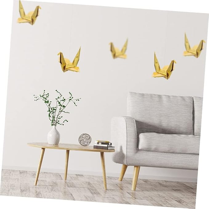 100PCS Gold Premade Iridescent 3.94" Origami Paper Cranes Folded 1000