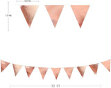 Rose Gold Party Decorations Metallic Fabric Triangle Pennant Banner