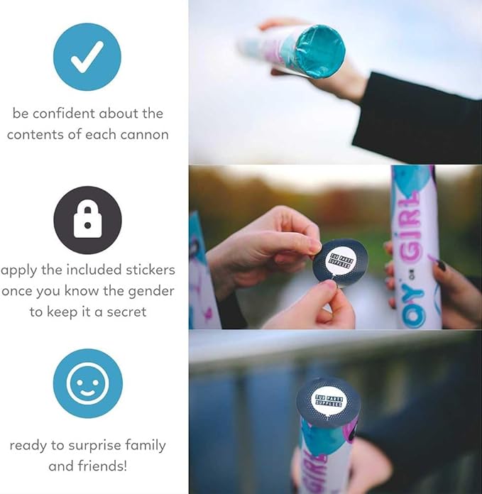 Gender Reveal Powder Smoke Bombs Cannon Poppers | 2 Blue Poppers |