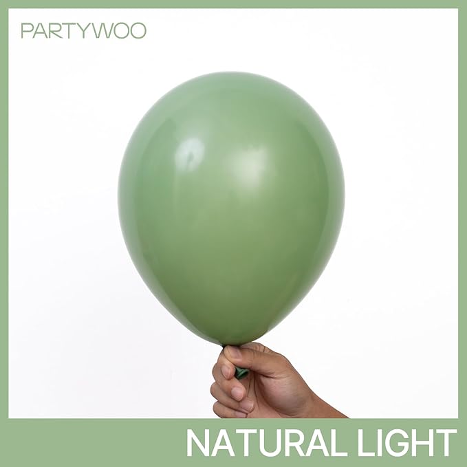PartyWoo Sage Green Balloons 140pcs Different Sizes Pack of 18 12 10