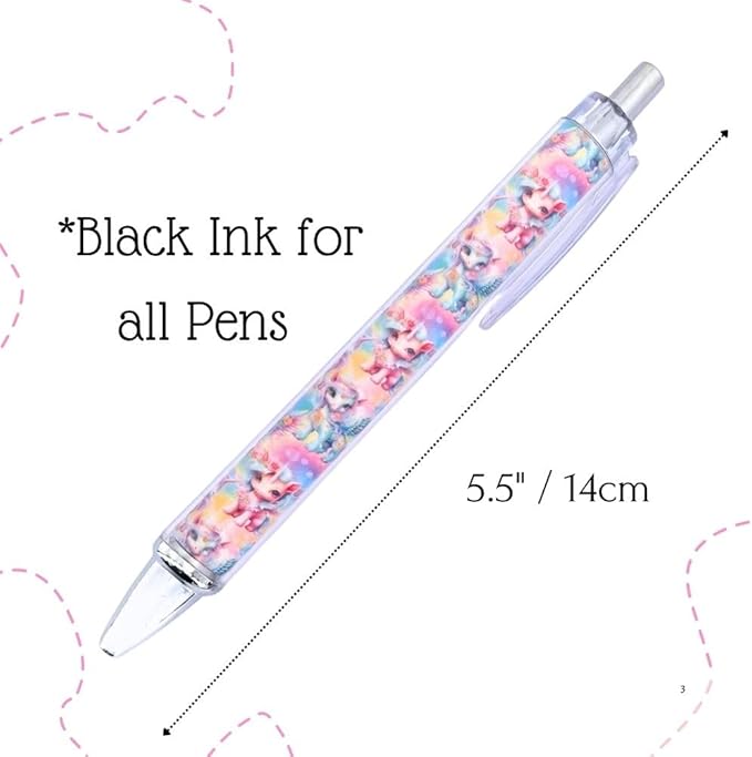 8PC Unicorn Pens Cute Cool Fun Rainbow Glitter Sparkle Animal Pen