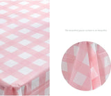 2 Packaging Pink Square Grid Plastic Tablecloth, 54 inch x108 inch