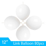 ADIDO EVA Link Balloons White 12 Inch Quick Link Latex Balloon 80 Pcs