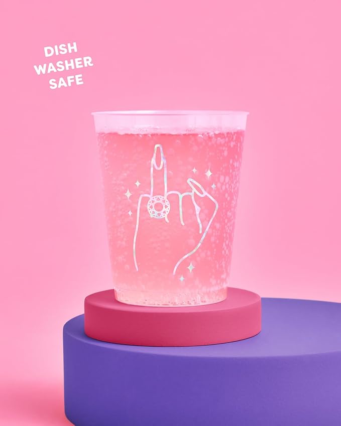 xo Fetti Bachelorette Party Ring Finger Reusable Cups 16 Frost Flex