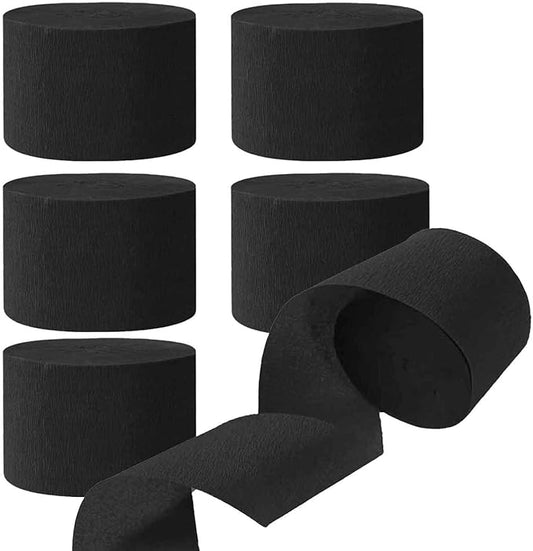 We Moment Crepe Paper Streamers - Black Party Streamer, 1.8 Inch