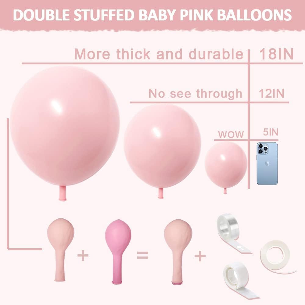Pastel Light Pink Balloons Double Stuffed Pink Balloon Garland Arch