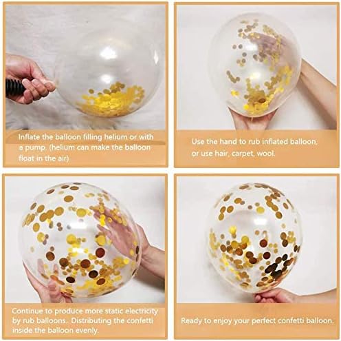 Zesliwy Black and Gold Confetti Balloons, 50 Pack Gold Metallic and