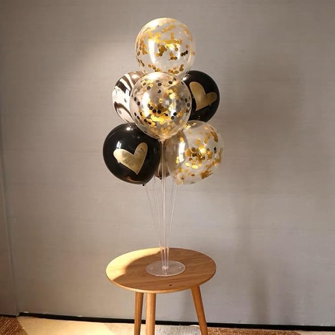 Bezente Black Gold Confetti Latex Balloons - 60 Pack 12 inch Helium