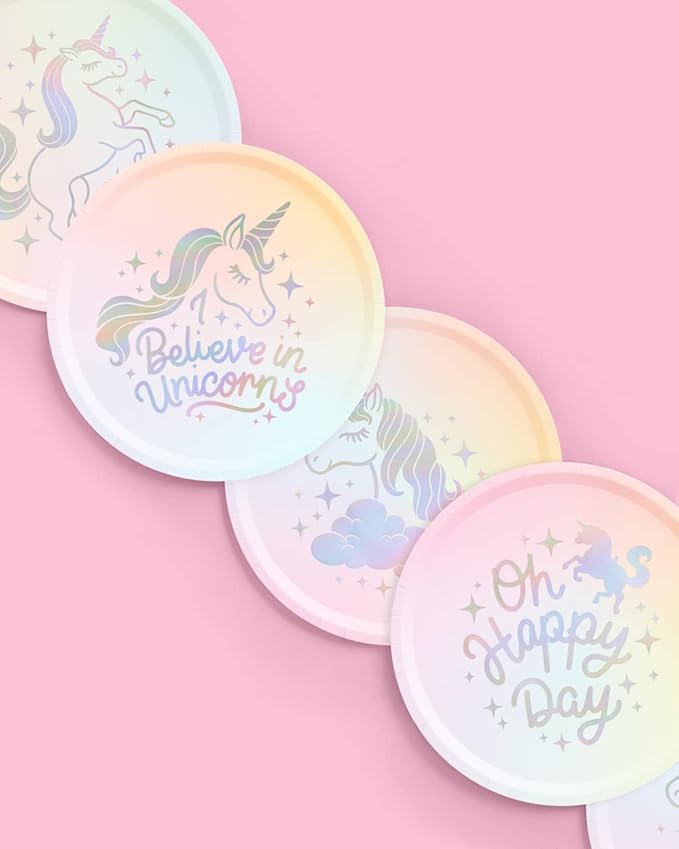 xo Fetti Unicorn Paper Plates 24 pk 9 Unicorn Birthday Party